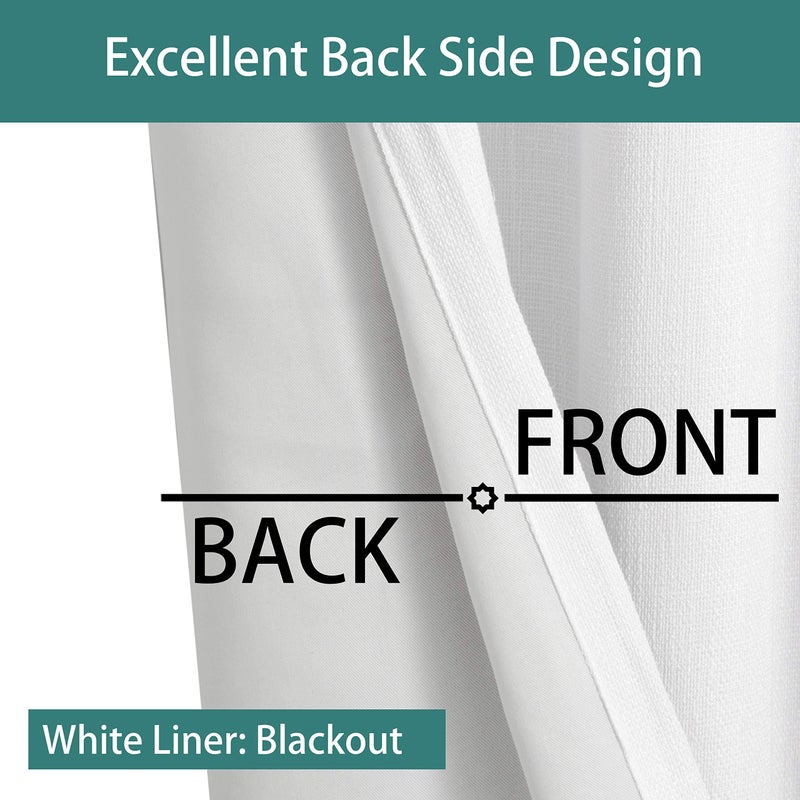 LORDTEX Linen Look Textured Blackout Curtains with Thermal Insulated Liner - Heavy Thick Grommet Window Drapes for Bedroom, 40 x 72 Inches, White, Set of 2 Panels - Image 5